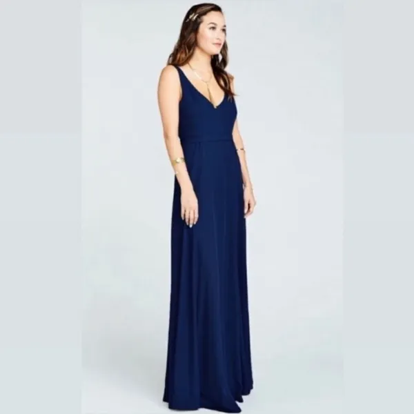 Show Me Your Mumu Maxi V-neck Navy‎ Blue Formal Dress Size XS Brand New - Image 3
