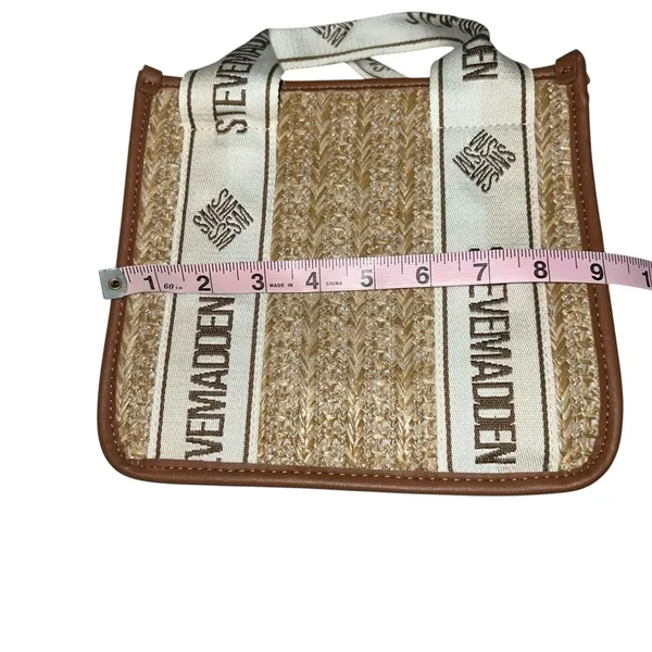 Steve Madden BWEBBER Straw Tote Crossbody Bag Beige/Brown w/Credit Card Holder‎ - Image 9