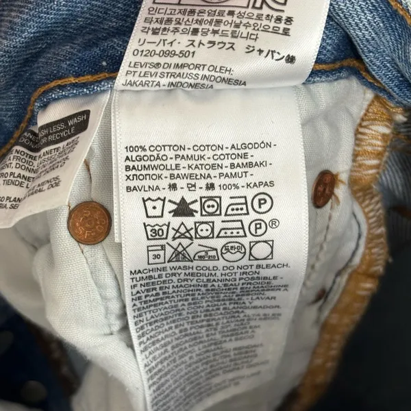 Levi’s Premium 100% Cotton Rigid 501 Skinny Distressed Jeans - Size 25x28 - Image 6