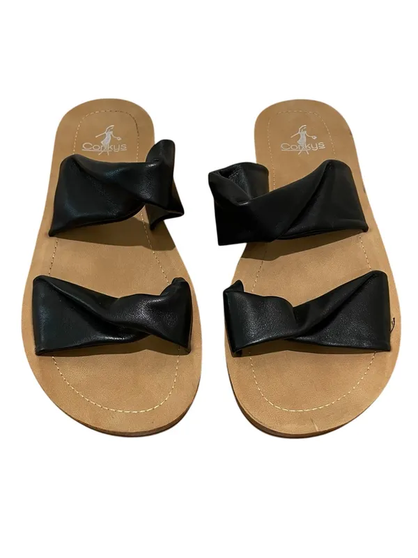 Corkys Twisted Double Strap Slide Sandals Black Womens Size 10 Casual Comfort - Image 2