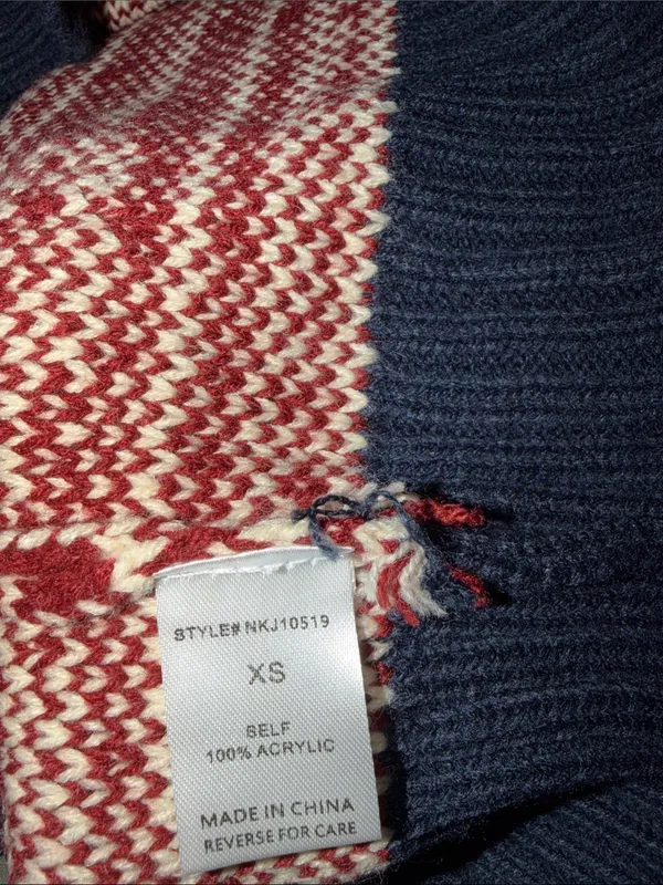 NWOT Altar'd State Bonnie Horse Knit Cream Navy Shawl Collar Cardigan Western - Image 9