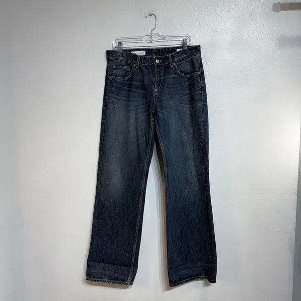 Zara Dark Wash Wide Leg Jeans High Rise Denim Pants Sz 8 - Image 2