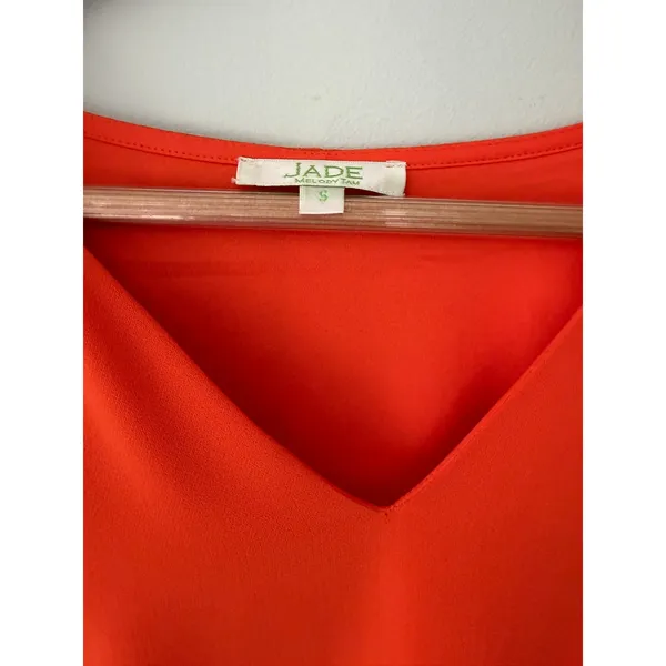 Jade Melody Tam Orange V-Neck Swing Dress Size S Clemson Orange Ruffle Sleeve - Image 3