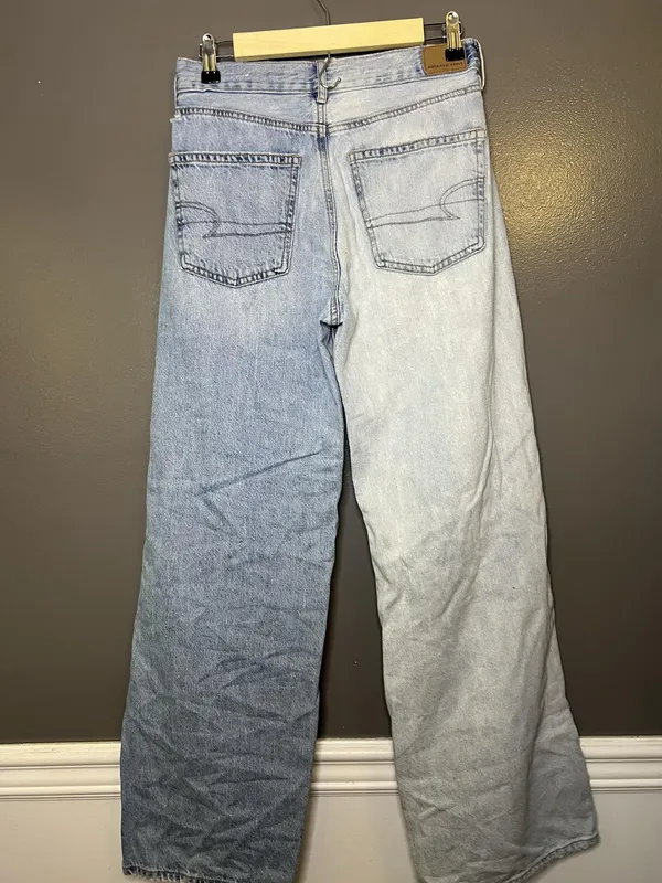 American Eagle Outfitters Skater Jeans Womens 4 Two Tone Wide Leg Distressed - Image 4