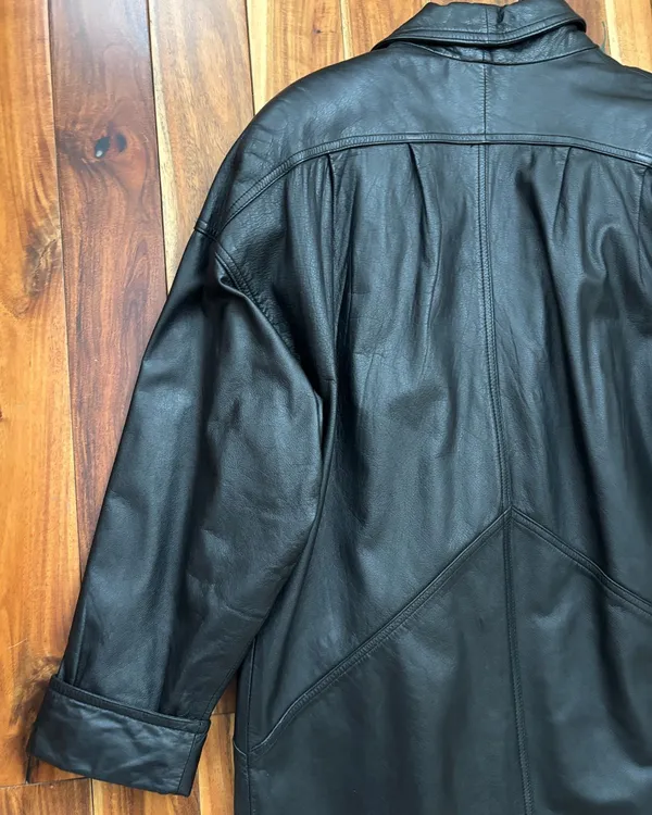Jacqueline Ferrar Black Leather Trench Coat – Made in Korea - Image 8
