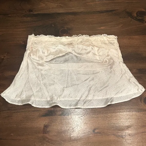Free People Intimately Tube Top Small Cream Lace Peplum Polka Dot Silky Summer - Image 3