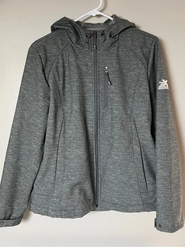 ZeroXposur Women’s L Gray Plush Fleece Lined Hooded Softshell Jacket Outdoor - Image 3
