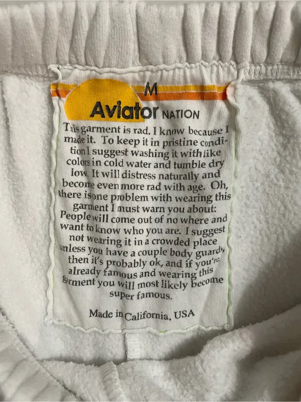 Aviator Nation White Sweatpants with Rainbow Side Logo Size M - Image 9