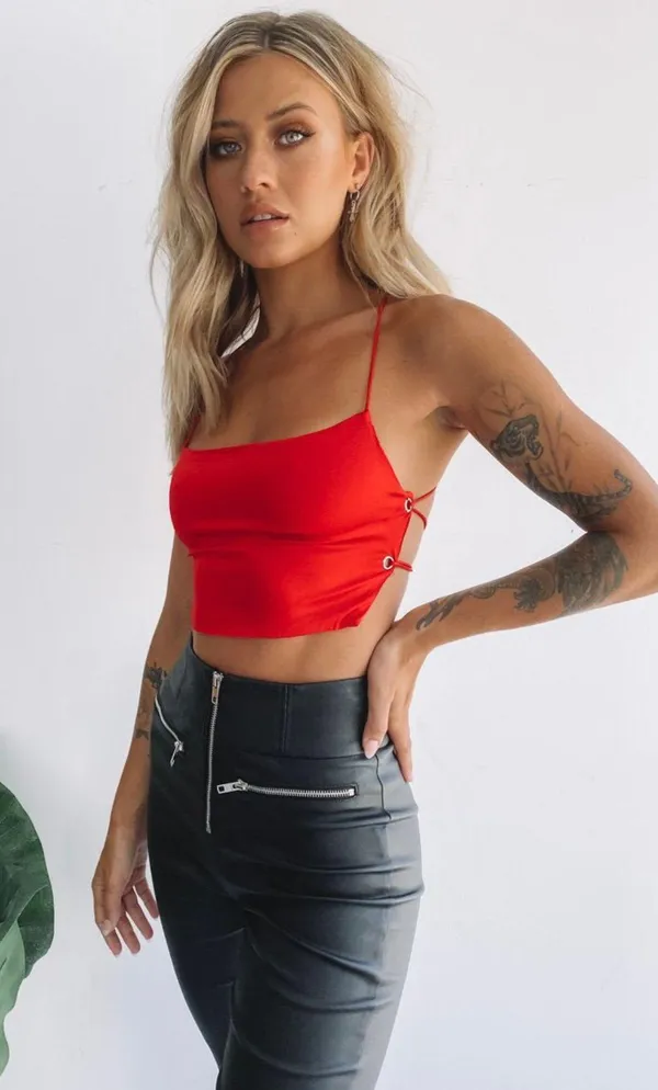 Beginning Boutique Lace Up Top - Image 6