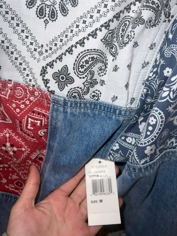 Anthropologie Faria Patchwork Denim Trucker Jacket - Image 7
