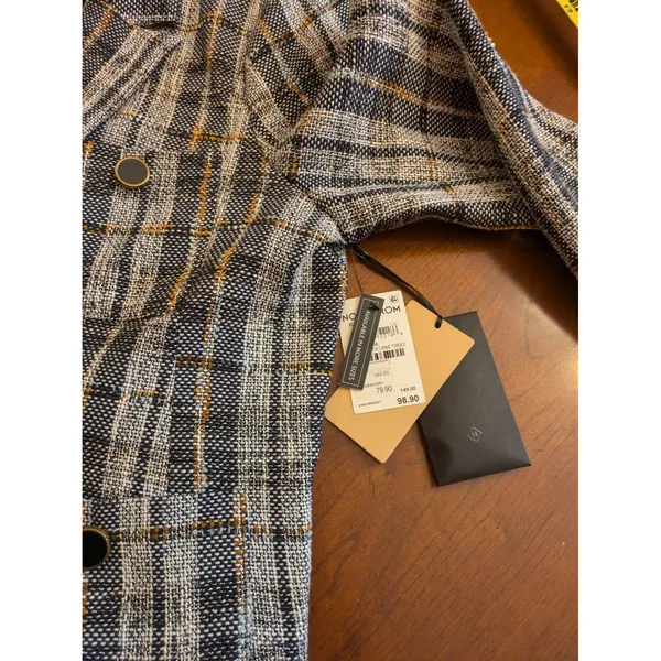 Halogen Blazer Womens XL Multicolor Plaid Tweed Single Breasted One Button - Image 13