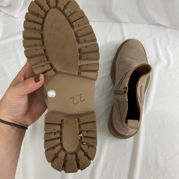 Lucky Brand women's Eabile tan suede taupe leather zip chunky ankle‎ boots 8.5 - Image 5