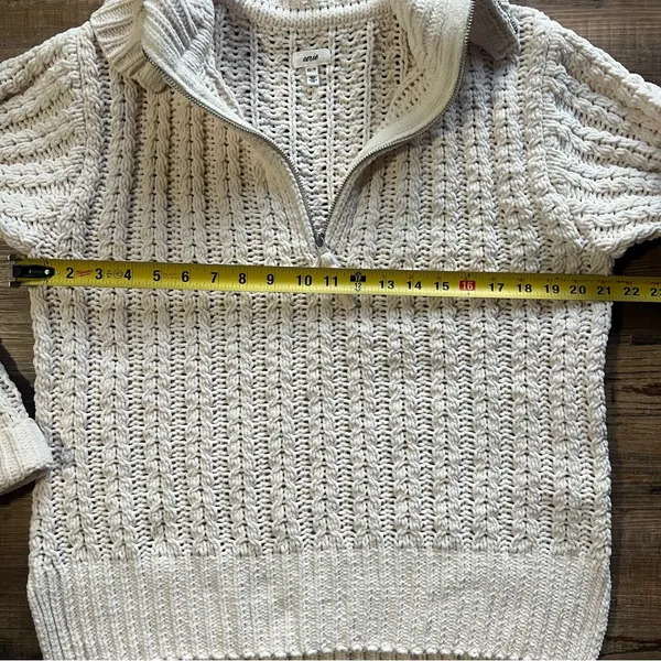Aerie Womens Beige Cable Car Quarter Zip Knit Sweater Size XS - Image 4