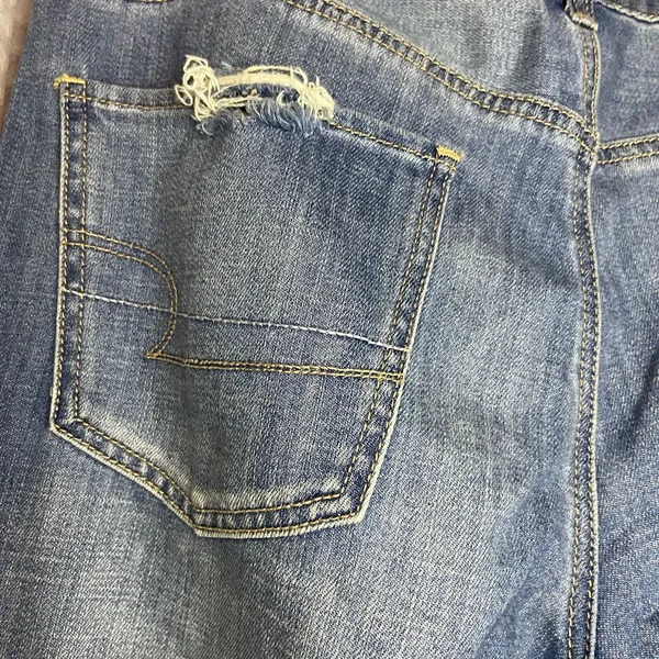 American Eagle Outfitters Tomgirl Ripped Blue Skinny Jeans - Image 6