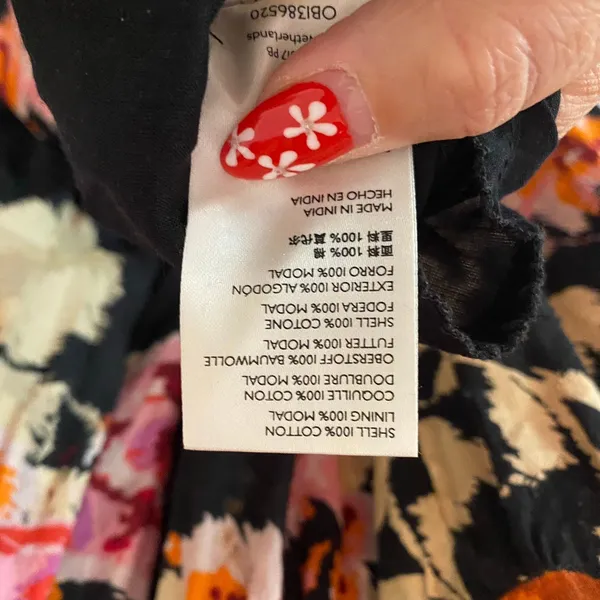 Anthropologie Black Pink Floral Blossom Maxi Dress Puff Sleeve Women's size XS - Image 11