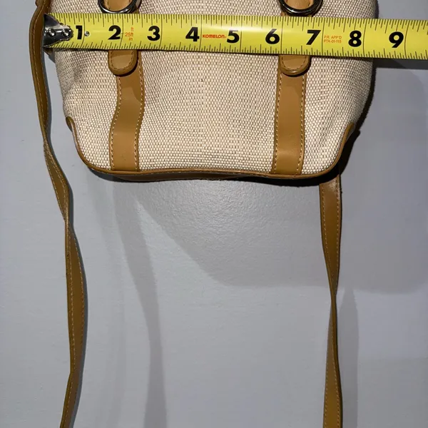 Fossil Small Woven Hand‎ Bag Cream and Tan Sunday Best Crossbody M - Image 7