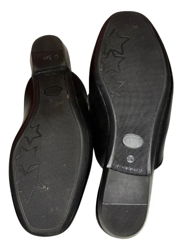 Black Leather Slip On Mule by Enzo Tesoti Classic Flat Loafer Size 39 - Image 7