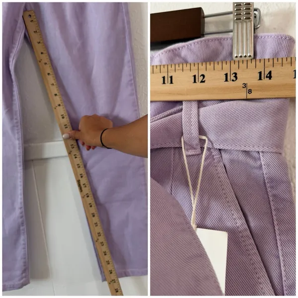 Sézane Paperbag Waist Belted Organic Cotton Tapered Pants Lilac FR34 US2 NWT - Image 6