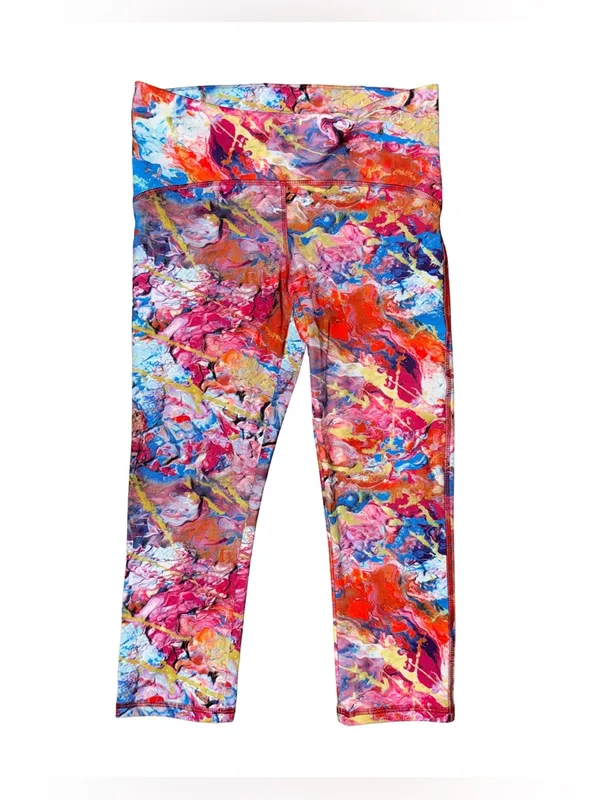 💖Beauty & the Mess Abstract Marble Capri Cropped Leggings‎ Dopamine Maximalist - Image 2