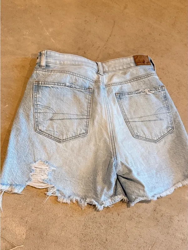 American Eagle Outfitters Light Blue Distressed Denim Cutoff Shorts - Image 9