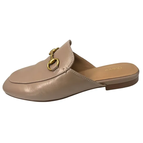 QUINCE | 5 | Italian Leather Horsebit Loafer Mule Nude Tan Luxury Buckle Flats - Image 4