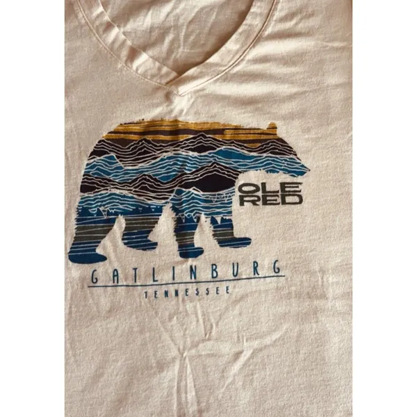 Ole Red Gatlinburg Tn Woman’s V Neck Tee Peach/orange Bear XXL - Image 4