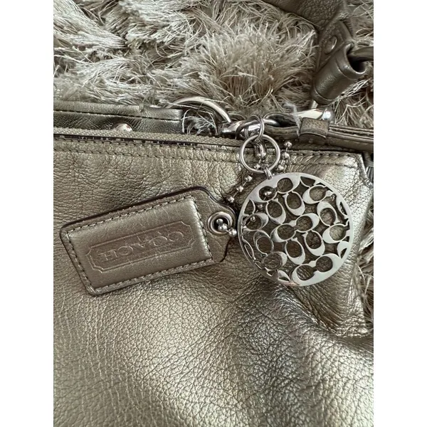 Coach Bronze Gold Leather Hobo Crossbody Handbag Purse - Image 8