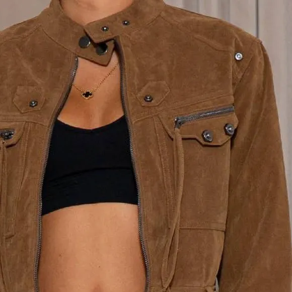 Rehab Lab - Suede Wheat Utility Jacket – Size Large NWT - Image 2
