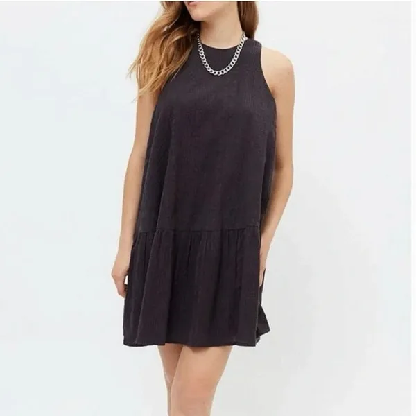 Urban Outfitters Women's Black Gauze Sleeveless Flowy Mini Shift Dress Size S - Image 3