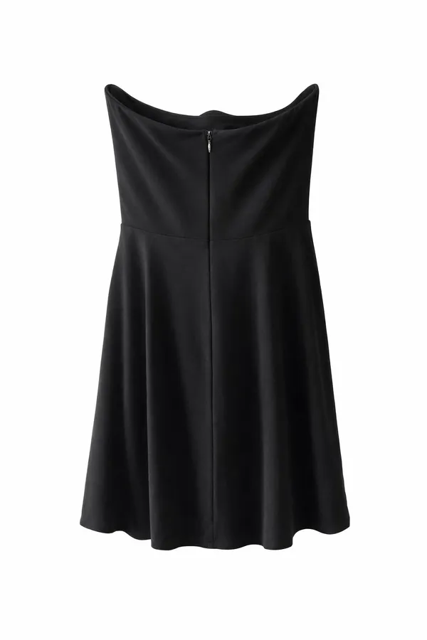 Lulus Black Strapless Square Neck Skater Mini Dress | Womens Large | Date Night Going Out - Image 3