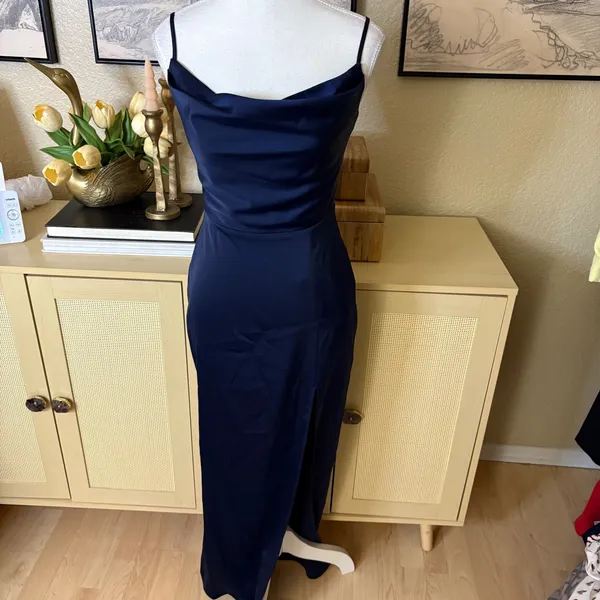 REVOLVE NBD Shelby Gown Satin In Navy Blue‎ Size XXS - Image 3