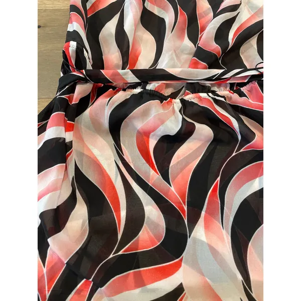 White House Black Market Sheer Chiffon Tie‑Waist Top Size S Abstract Pattern - Image 3