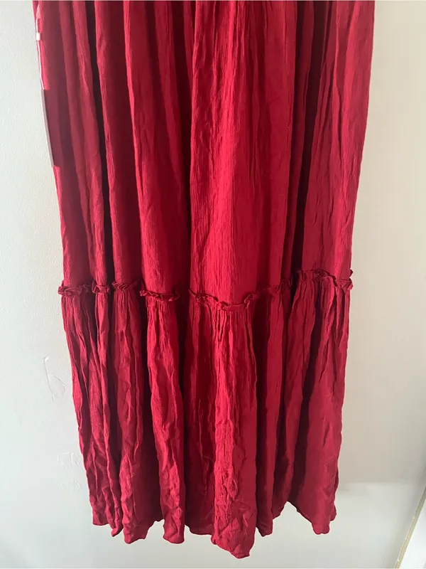 NWT Red Lace Tiered Maxi Dress 14 Flutter Sleeve Romantic Cottagecore Wedding - Image 2