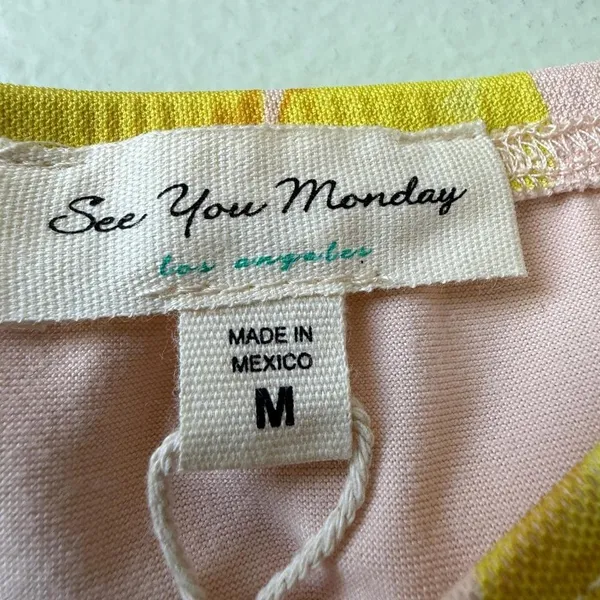 See You‎ Monday Lemon Print Midi Skirt Ruffle Trim Asymmetrical Hem Medium - Image 3