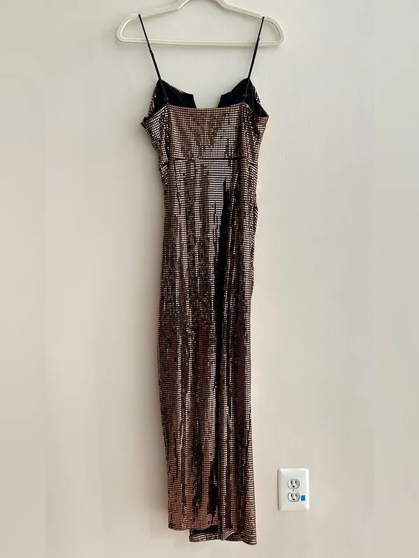 Selfie Leslie Dancing In September Thigh Split Sequin Dress Bronze, Size XL - Image 15