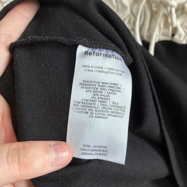 Reformation Colorblock Cami Tank Top Large Black White Womens Deadstock Knit - Image 4