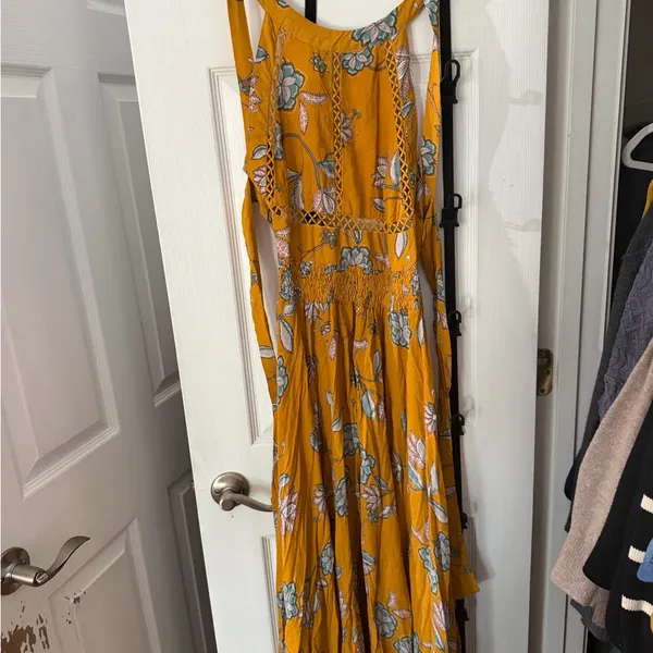 Jaase Yellow Floral Halter Maxi Dress - Image 3