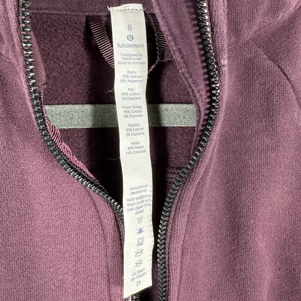 Lululemon Scuba Hoodie Floral‎ Flock Plum Zip Up Jacket Women’s Size 8 - Image 8