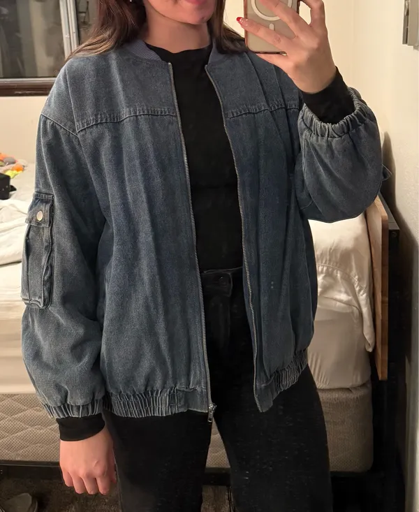 Lane201 Denim Bomber Jacket - Image 2