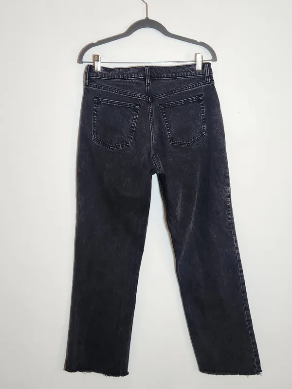 Abercrombie & Fitch Black The Baggy Low Rise Jeans Cut-off Hem Size 27/Size 4 - Image 3
