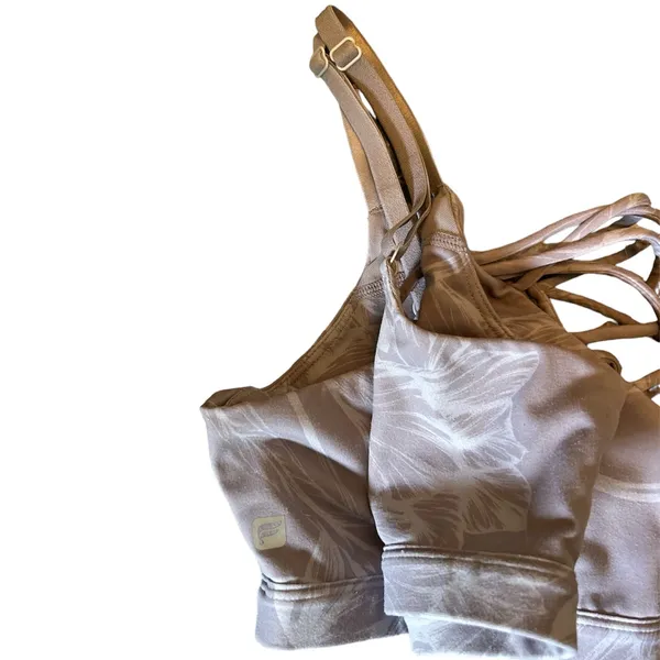 Fabletics Lenni sports bra floral gray adjustable straps size large - Image 5