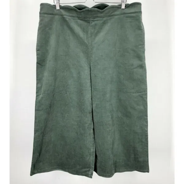 BP Nordstrom XS Green Scallop Waist Wide Leg Corduroy Crop Pants Cords Pant v6x - Image 4