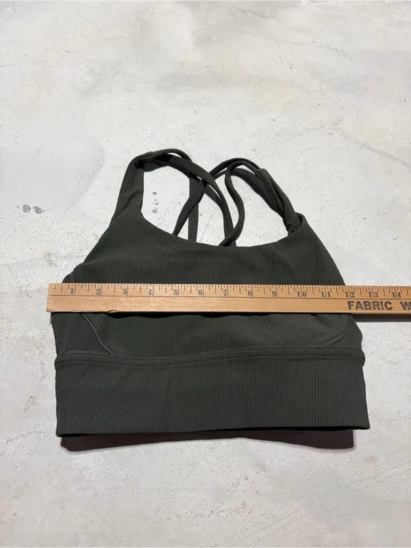 Lululemon energy longline bra Ribbed green olive sports bra 6 - Image 4