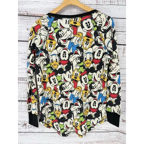 Disney Women’s Long Sleeve‎ Tee Mickey And Friends Pajamas Multicolor Top Size L - Image 2
