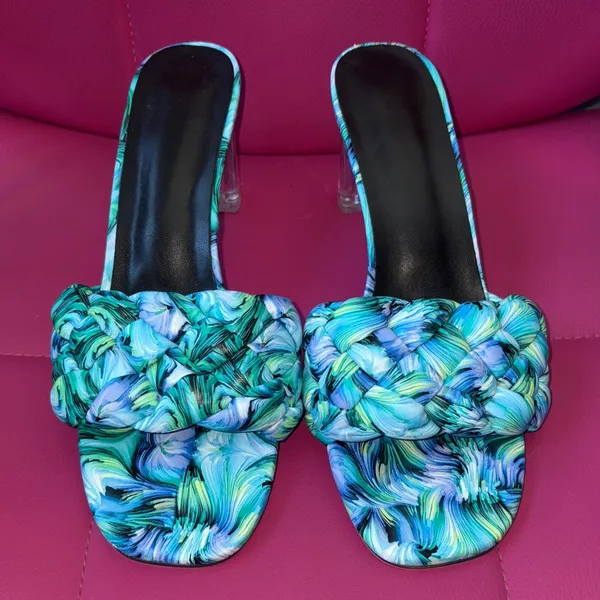 SHEIN Graphic Weave Heeled Mule Sandals - Image 2