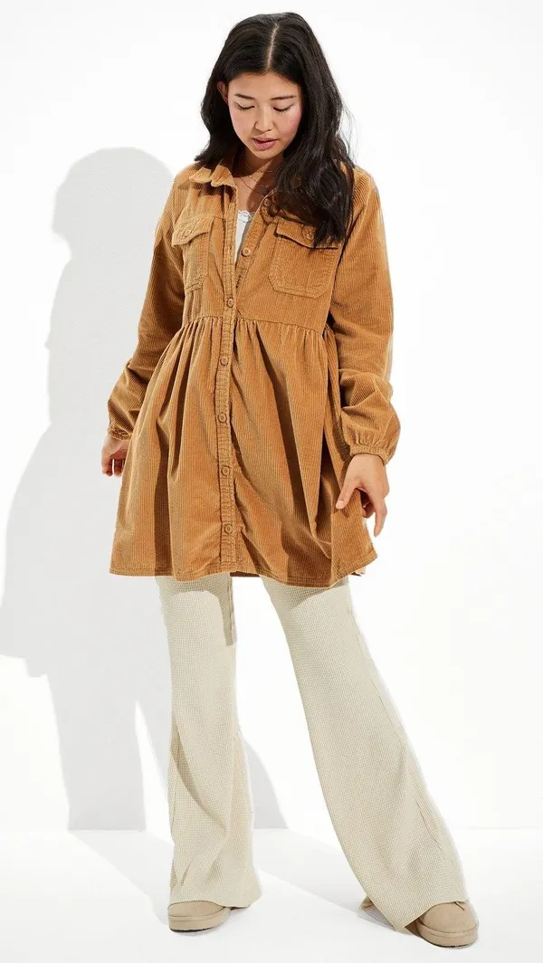 American Eagle CORDUROY BABYDOLL SHIRT DRESS - Image 2