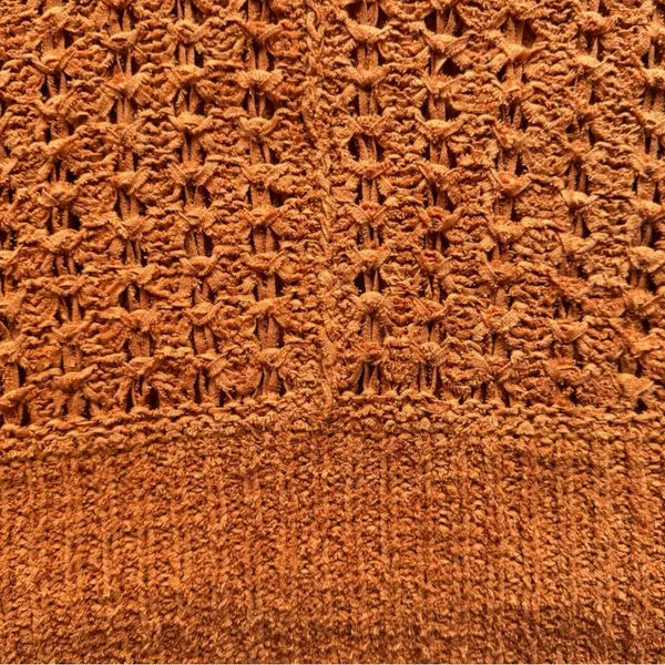 Free People Orange Open Knit Slouchy V-Neck Sweater Boho Oversized (READ) - Image 10