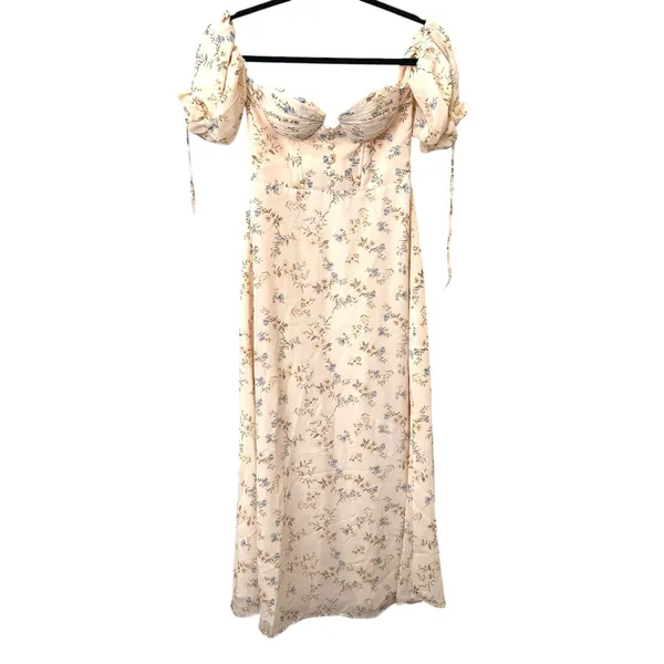 ADEIRLINA Bardot Floral Midi Dress Yellow NWT XS‎ - Image 2