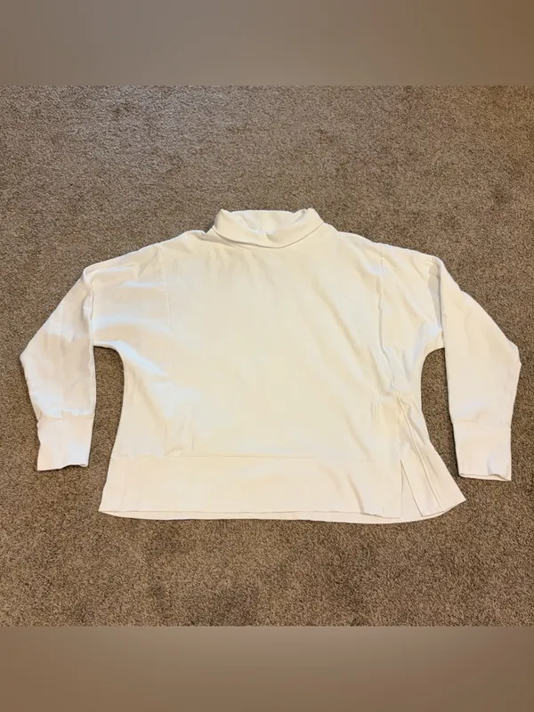 Haven Well Within Women's Cream Mock Neck Pullover Sweatshirt Size Large - Image 3