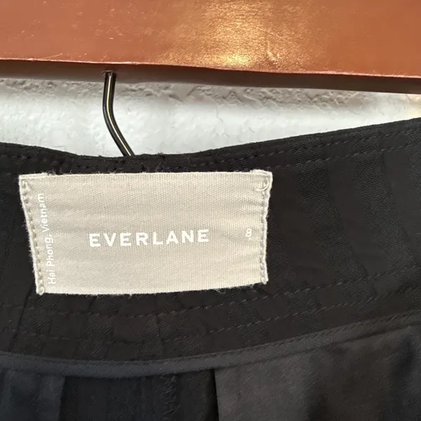 Everlane Womens City Stripe Way High Drape Pants Size 8‎ Black Viscose Wide Leg - Image 5